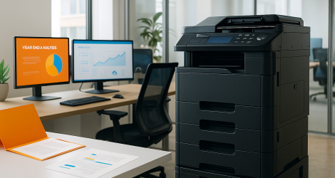 Opening Visual Durable Office Printer in a Professional Workspace